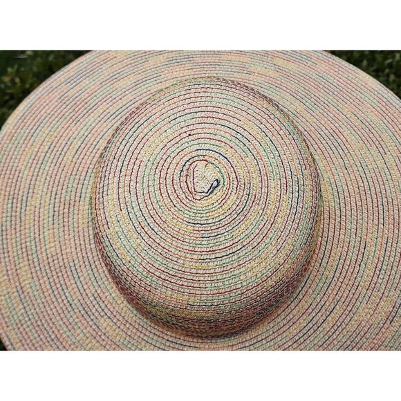 Indigo Soul Rainbow Straw Sun Hat Wide Brim Beach Vacation NEW main image 11